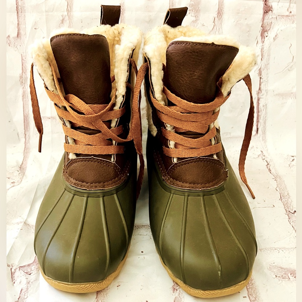 Womens Rubber Faux Fur Rain Boots